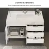 Aro 35-inch Freestanding Single Bathroom Vanity with Sink, Sintered Stone Top – White – AUD-H1750