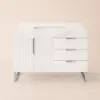 Aro 35-inch Freestanding Single Bathroom Vanity with Sink, Sintered Stone Top – White – AUD-H1750