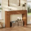 Oval Walnut Console Table with Waved Wood Top