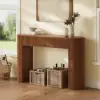 Oval Walnut Console Table with Waved Wood Top
