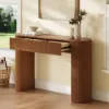 Oval Walnut Console Table with Waved Wood Top