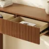 Oval Walnut Console Table with Waved Wood Top