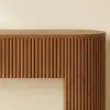 Oval Walnut Console Table with Waved Wood Top