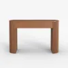 Oval Walnut Console Table with Waved Wood Top