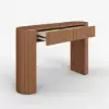 Oval Walnut Console Table with Waved Wood Top