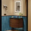 Picture of Modern 800mm Floating Bathroom Vanity with One-piece Glass Basin 2 Drawers in Walnut