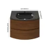 Picture of Modern 800mm Floating Bathroom Vanity with One-piece Glass Basin 2 Drawers in Walnut