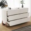 Curva 160 cm Boucle White 6-Drawer Dresser with Charging Station