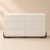 Curva 160 cm Boucle White 6-Drawer Dresser with Charging Station