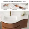 90 cm Floating Curved Bathroom Vanity Half-Circle Bathroom Cabinet Walnut