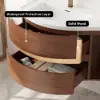 90 cm Floating Curved Bathroom Vanity Half-Circle Bathroom Cabinet Walnut