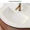 90 cm Floating Curved Bathroom Vanity Half-Circle Bathroom Cabinet Walnut