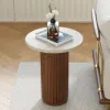 16" Faux Marble Side Table with Wood Base