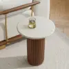 16" Faux Marble Side Table with Wood Base