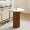 16" Faux Marble Side Table with Wood Base
