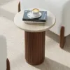 16" Faux Marble Side Table with Wood Base