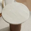 16" Faux Marble Side Table with Wood Base