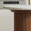 16" Faux Marble Side Table with Wood Base