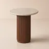 16" Faux Marble Side Table with Wood Base