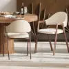 Modern Warm White Linen Dining Chair with Upholstered, 4 Pieces