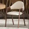 Modern Warm White Linen Dining Chair with Upholstered, 4 Pieces