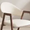 Modern Warm White Linen Dining Chair with Upholstered, 4 Pieces