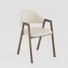 Modern Warm White Linen Dining Chair with Upholstered, 4 Pieces