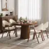 Modern Warm White Linen Dining Chair with Upholstered, 6 Pieces