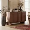 Mid Century Modern 60" Walnut Wood Sideboard with Storage & Adjustable Shelves