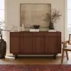 Mid Century Modern 60" Walnut Wood Sideboard with Storage & Adjustable Shelves