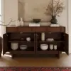 Mid Century Modern 60" Walnut Wood Sideboard with Storage & Adjustable Shelves