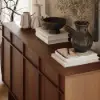 Mid Century Modern 60" Walnut Wood Sideboard with Storage & Adjustable Shelves