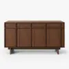 Mid Century Modern 60" Walnut Wood Sideboard with Storage & Adjustable Shelves