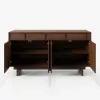 Mid Century Modern 60" Walnut Wood Sideboard with Storage & Adjustable Shelves
