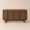 Mid Century Modern 60" Walnut Wood Sideboard with Storage & Adjustable Shelves