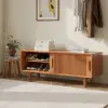 1200mm Solid Rubberwood Natural Entryway Bench with Storage