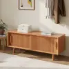 1200mm Solid Rubberwood Natural Entryway Bench with Storage
