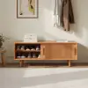 1200mm Solid Rubberwood Natural Entryway Bench with Storage