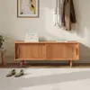 1200mm Solid Rubberwood Natural Entryway Bench with Storage