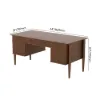 Mid Century Modern 163 cm Rectangular Walnut Veneer Desk with 6 Drawers