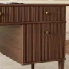 Mid Century Modern 163 cm Rectangular Walnut Veneer Desk with 6 Drawers