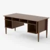 Mid Century Modern 163 cm Rectangular Walnut Veneer Desk with 6 Drawers
