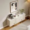 Grovyn 160 cm Buffet Sideboard Sintered Stone Top White Fluted with Adjustable Shelves