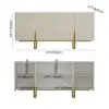 Grovyn 160 cm Buffet Sideboard Sintered Stone Top White Fluted with Adjustable Shelves