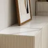 Grovyn 160 cm Buffet Sideboard Sintered Stone Top White Fluted with Adjustable Shelves