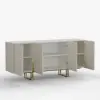 Grovyn 160 cm Buffet Sideboard Sintered Stone Top White Fluted with Adjustable Shelves