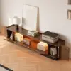 2000mm Walnut Glass Door TV Stand with Storage and LED