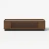 2000mm Walnut Glass Door TV Stand with Storage and LED