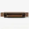 2000mm Walnut Glass Door TV Stand with Storage and LED
