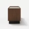 2000mm Walnut Glass Door TV Stand with Storage and LED